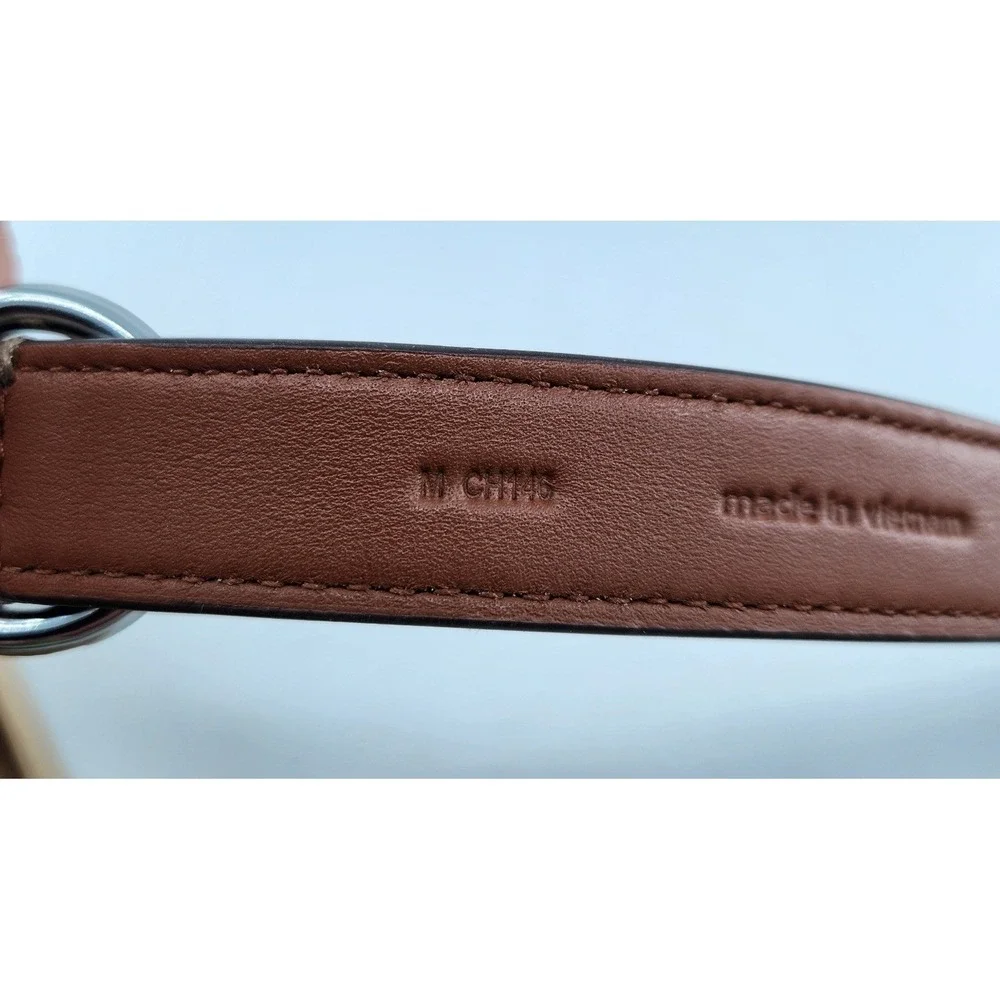 New Coach Dog Collar Medium Khaki Saddle Signature Canvas Leather CH146 J2392